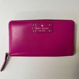 Pink leather Kate Spade wallet - good condition.
